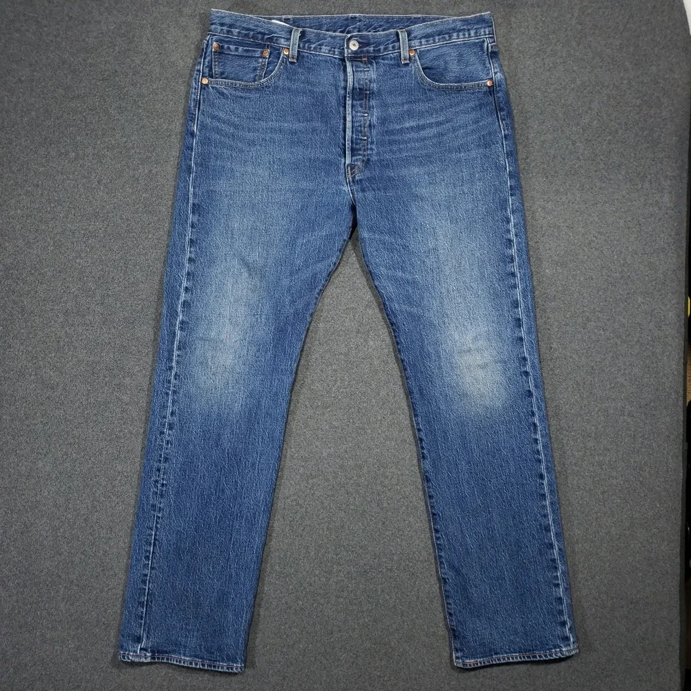 Levi Premium Big E Jeans Mens 38x34 Blue Medium Wash Denim Button Fly‎